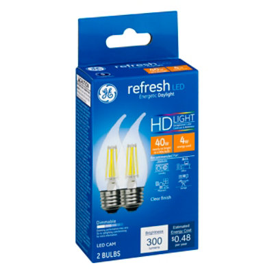 GE Light Bulb LED HD Daylight Refresh Clear Finish 40 Watts CAM Box - 2 Count