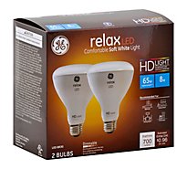 GE Light Bulb LED HD Light Soft White Relax 65 Watts BR30 Box - 2 Count