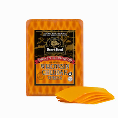 Boars Head Cheese Beechwood Smoked Wisconsin Cheddar Pre Sliced - 0.50 LB