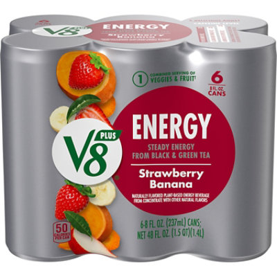 V8 +Energy Strawberry Banana Juice Energy Drink - 6-8 Fl. Oz. - Image 1