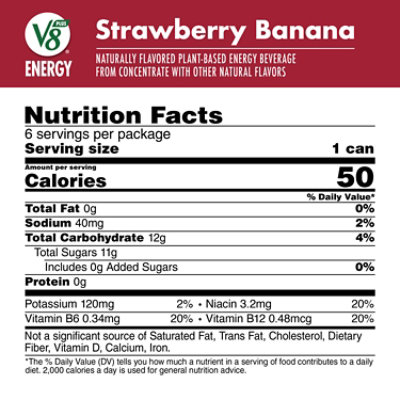 V8 +Energy Strawberry Banana Juice Energy Drink Multipack - 6 - 8 Fl. Oz. - Image 4