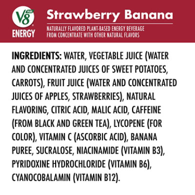 V8 +Energy Strawberry Banana Juice Energy Drink - 6-8 Fl. Oz. - Image 5