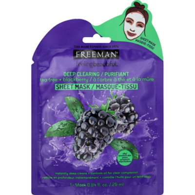 Feeling Beautiful Deep Clearing Tea Tree Blackberry Sheet Mask - .84 Fl. Oz. - Image 1