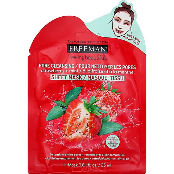 Feeling Beautiful Pore Cleansing Strawberry Mint Sheet Mask - .84 Fl. Oz.