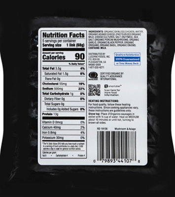 O Organics Organic Sausage Chicken Mushroom & Asiago Vacuum Packed - 12 Oz - Image 3