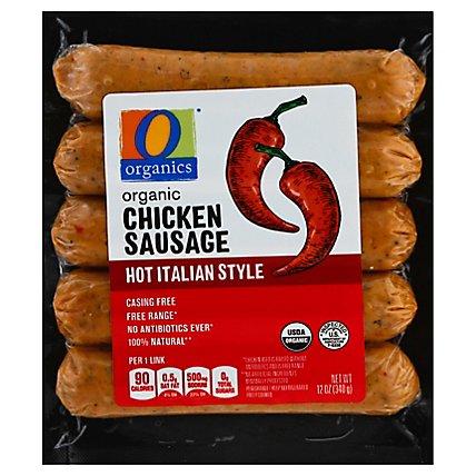 O Organics Organic Sausage Chicken Hot Italian Vacuum Packed - 12 Oz - Image 1