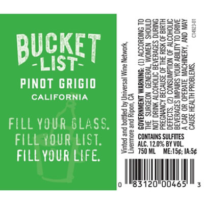 Bucket List Pinot Grigio Wine - 750 Ml - Image 2