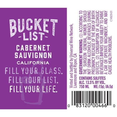 Bucket List Cabernet Sauvignon Red Wine - 750 Ml - Image 2