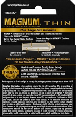 Trojan Magnum Condoms Premium Latex Thin Ultrasmooth Lubricant Large Size Box - 3 Count - Image 4