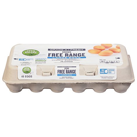 Open Nature Eggs Brown Free Range Large - 18 Count