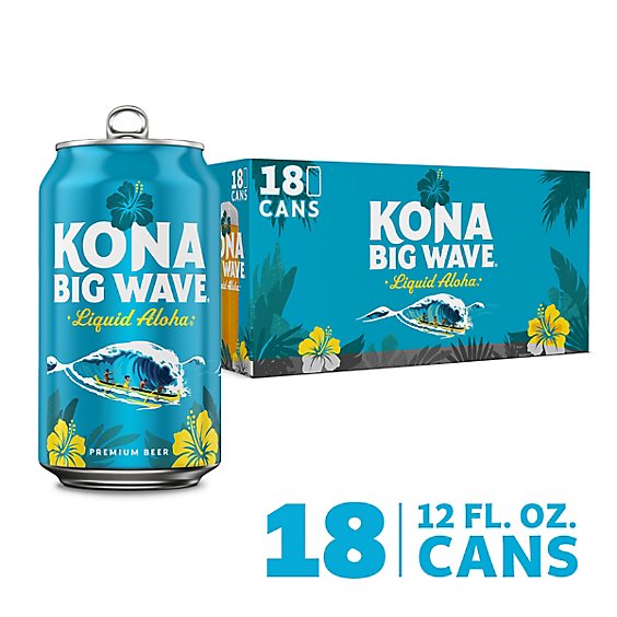 Kona Big Wave Premium Lager Beer Cans - 18-12 Fl. Oz.
