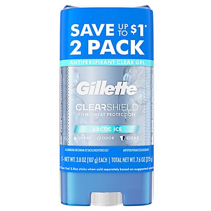 Gillette Antiperspirant Deodorant Clear Gel Arctic Ice - 2-3.8 Oz - Image 1