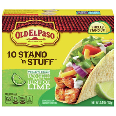 Old El Paso Stand N Stuff Taco Shells Crunchy White Corn With A Hint Of Lime 10 Count - 5.4 Oz - Image 2