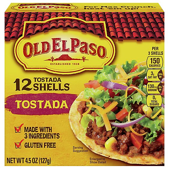 Old El Paso Taco Shells Tostada Box 12 Count - 4.5 Oz