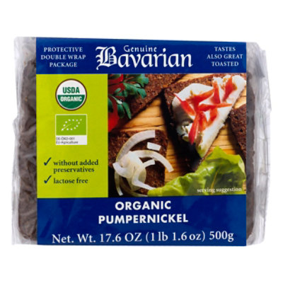 Genuine Bavarian Bread Organic Pumpernickel Wrapper - 17.6 Oz - Image 2