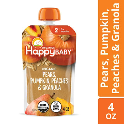Happy Baby Organics Stage 2 Meals Pears Pumpkin Peaches & Granola Pouch - 4 Oz - Image 1