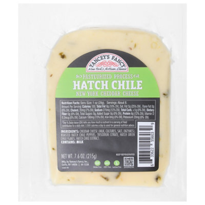 Yanceys Fancy Cheese Gluten Free Sharp Cheddar Zesty Hatch Chile Vacuum Packed - 7.6 Oz