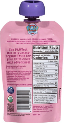 Paw Patrol Mixed Fruit Puree Organic Really Raspberry Pouch - 3.5 Oz - Image 5
