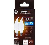 GE Light Bulb LED HD Light Soft White Relax Frosted Finish 60 Watts CAC Box - 2 Count