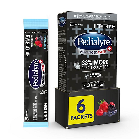 Pedialyte AdvancedCare Plus Electrolyte Powder Berry Frost - 6-0.6 oz