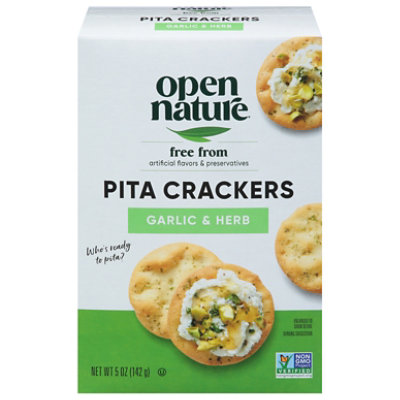 Open Nature Crackers Pita Garlic & Herbs - 5 Oz