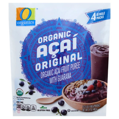 O Organics Organic Fruit Puree Acai Original - 4-3.5 Fl. Oz.