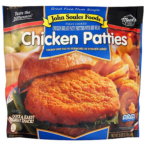 John Soules Fully Cooked Chicken Patties - 1.5 Lb