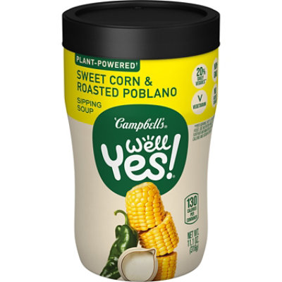 Campbells Well Yes! Soup Sipping Sweet Corn & Roasted Poblano Jar - 11.1 Oz