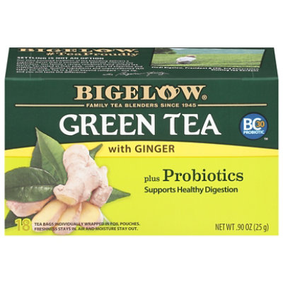 Bigelow Tea Bags Green With Ginger Plus Probiotics 18 Count - 0.90 Oz - Image 1