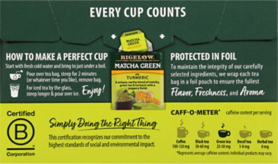 Bigelow Tea Bags Green Matcha With Turmeric 18 Count - 0.82 Oz - Image 4