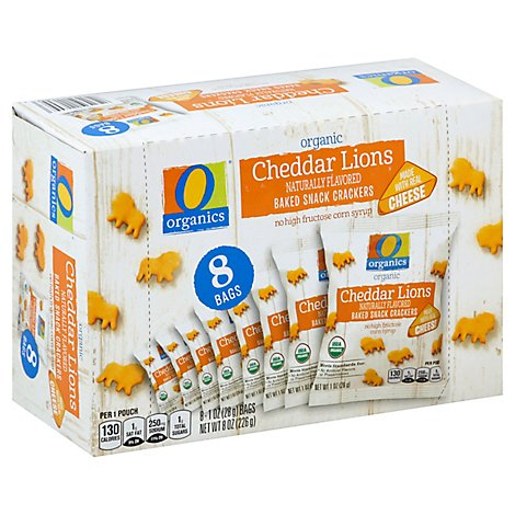 O Organics Organic Snack Crackers Baked Cheddar Lions Box - 8-1 Oz