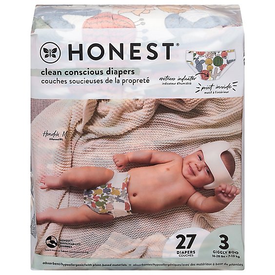 Honest Diaper Sz3 Panda - 27 Count