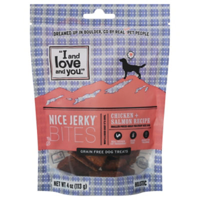 I and Love and You Dog Treat Nice Jerky Bites Chicken + Salmon Recipe Pouch - 4 Oz