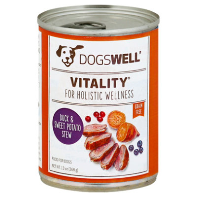 Dogswell Vitality Dog Food Grain Free Duck Sweet Potato Stew Can