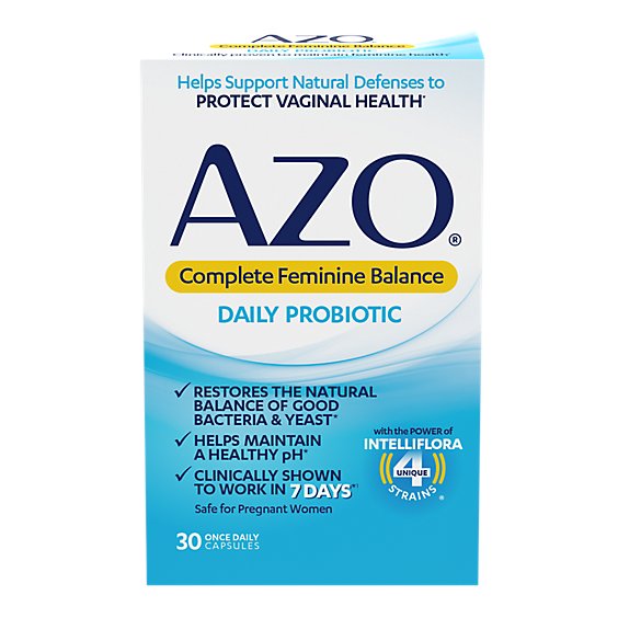 AZO Complete Feminine Balance Dietary Supplement Daily Probiotic Capsules - 30 Count