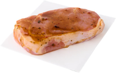 Meat Service Counter Pork Chops Boneless With Bourbon & Black Pepper Marinade - 1.25 LB