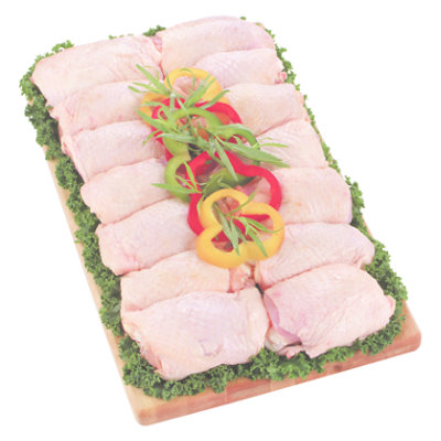 Meat Counter Chicken Thighs Bone In Mediterranean Marinade Service Case - 1.00 LB