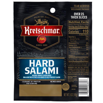Kretschmar Premium Deli Pre-Sliced Gluten Free Hard Salami - 5 Oz