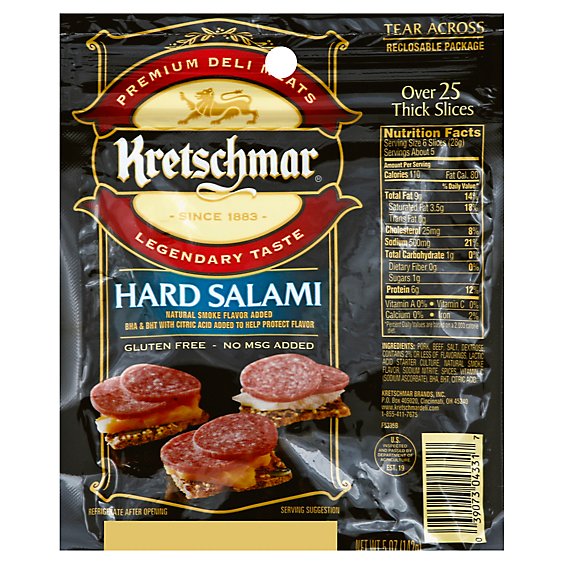 Kretschmar Premium Deli Pre-Sliced Gluten Free Hard Salami - 5 Oz