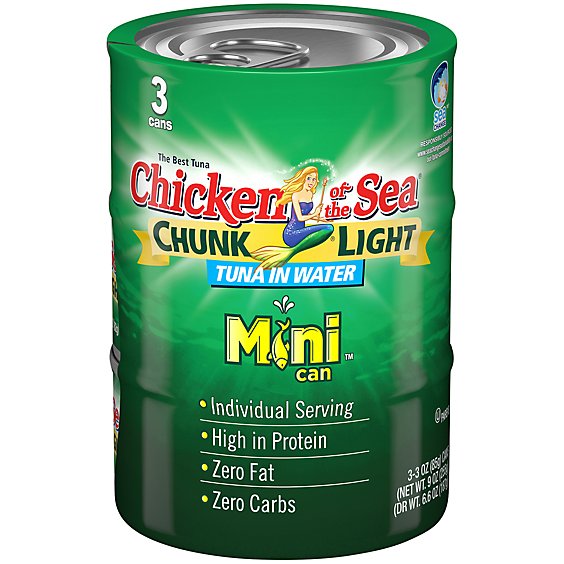Chicken of the Sea Chunk Light Tuna in Water Chunk Style Mini Cans - 3-3 Oz