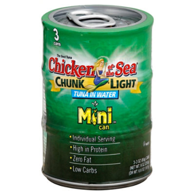 Chicken of the Sea Chunk Light Tuna in Water Chunk Style Mini Cans - 3-3 Oz