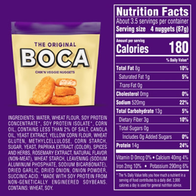 Boca Original Vegan Chiken Veggie Nuggets with Non GMO Soy Bag - 10 Oz - Image 9