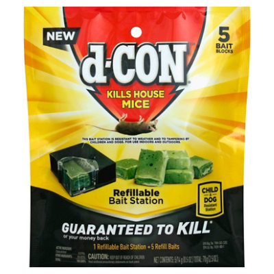 D-Con Bait Station, Refillable - 2 pack, 14 g baits