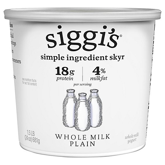siggis Icelandic Skyr Whole Milk Plain Yogurt - 24 Oz