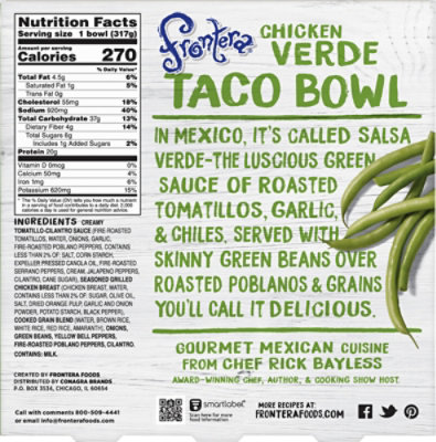 Frontera Chicken Verde Medium Taco Bowl Frozen Meal - 11.2 Oz - Image 6