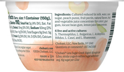 Chobani Yogurt Greek Less Sugar Clingstone Peach - 5.3 Oz - Image 6