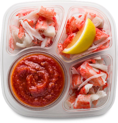 ReadyMeals Cooked Imitation Snow Crab Legs Grab N Go with Cocktail Sauce - 12 Oz - Image 1