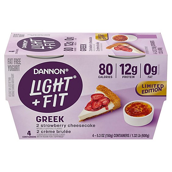 Dannon Light + Fit Greek Seasonal  Nonfat Gluten Free Yogurt - 4-5.3 Oz
