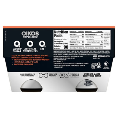 Oikos Triple Zero Peach Greek Yogurt Multipack - 4-5.3 Oz - Image 2