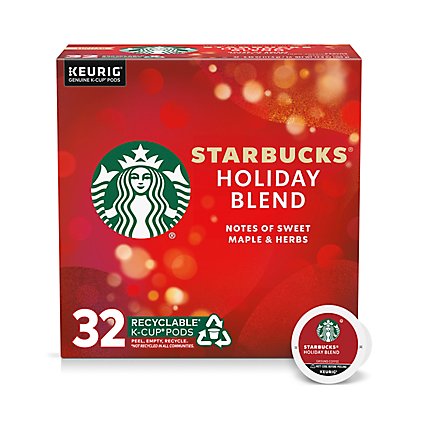Starbucks Holiday Blend 100% Arabica Medium Roast K Cup Coffee Pods Box 32 Count - Each - Image 1